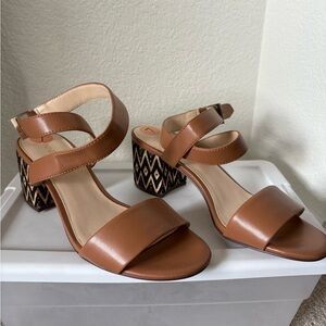 Nine West Tan Block Heel Sandals